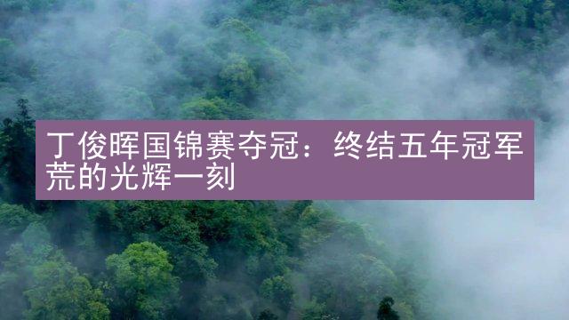 丁俊晖国锦赛夺冠：终结五年冠军荒的光辉一刻