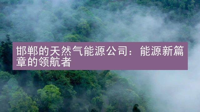 邯郸的天然气能源公司：能源新篇章的领航者