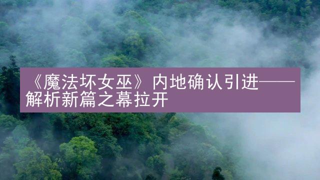 《魔法坏女巫》内地确认引进——解析新篇之幕拉开