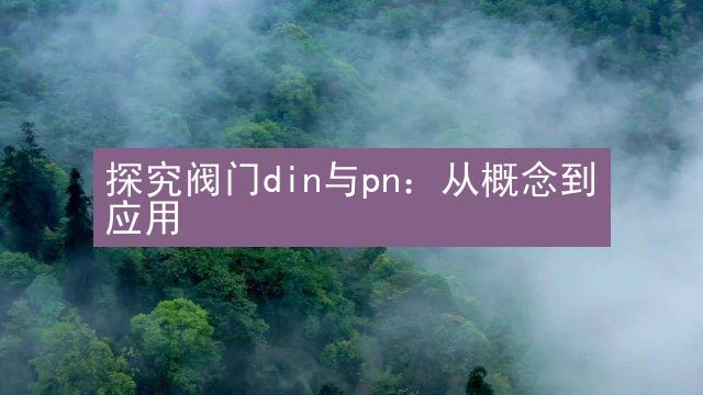 探究阀门din与pn：从概念到应用