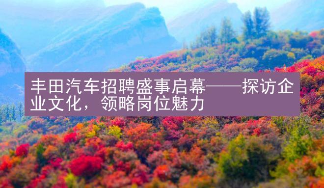 丰田汽车招聘盛事启幕——探访企业文化，领略岗位魅力